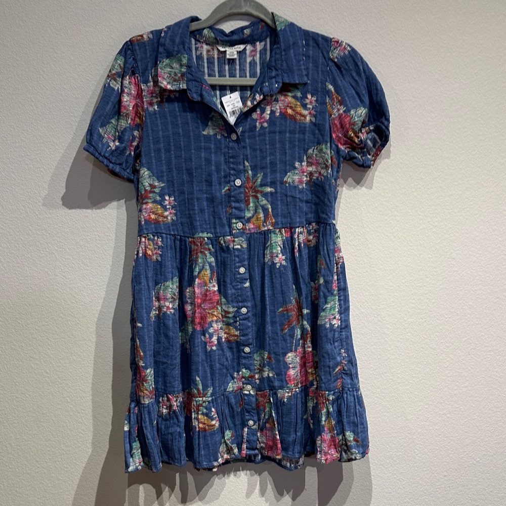 American‎ Eagle Outfitters Blue Floral Mini Shirt Dress Size Small